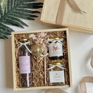 Joyful Season Gift Set, Pampering Gift, Soothing Vietnamese Herbal Tea, Pure Vietnamese Honey, Delectable Roasted Pistachios, Wooden Gift Box, Gift For Women