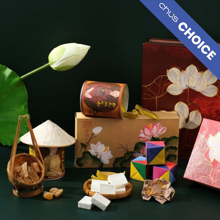 Mộc Truly Huế Gift Box, Set 2, Specialty Gift Set, Vietnamese Gift, Lotus Flower Tea, Thanh Tra Preserves, Hue Ginger Preserves, Phu Linh Cake, Corporate Gift - Image 3