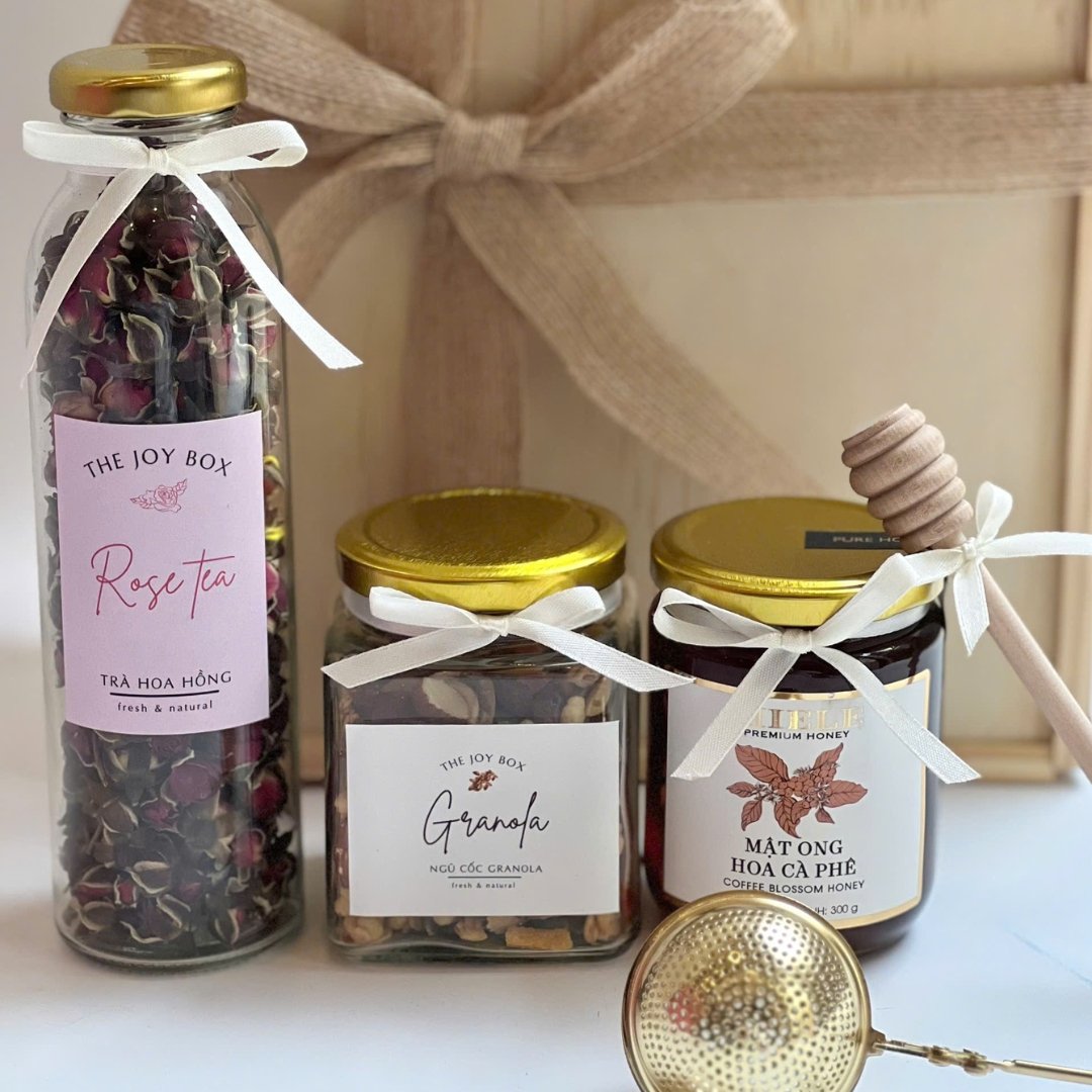 Joyful Season Gift Set, Pampering Gift, Soothing Vietnamese Herbal Tea, Pure Vietnamese Honey, Delectable Roasted Pistachios, Wooden Gift Box, Gift For Women - Image 3
