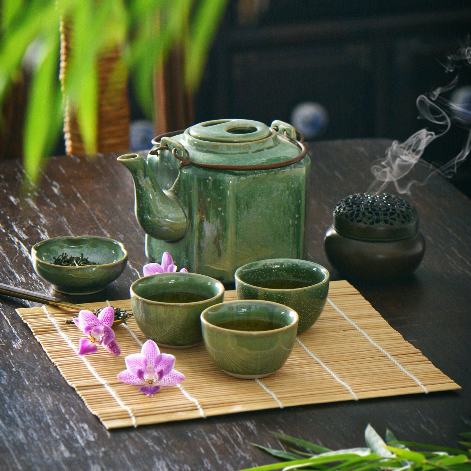 Hexagonal Ceramic Tea Set, Crystal Green Collection, Perfect Housewarming Gift, Handcrafted Vietnamese Tea Set, Meaningful Gift, Easy Care & Dishwasher Safe, Corporate Gift - Image 4