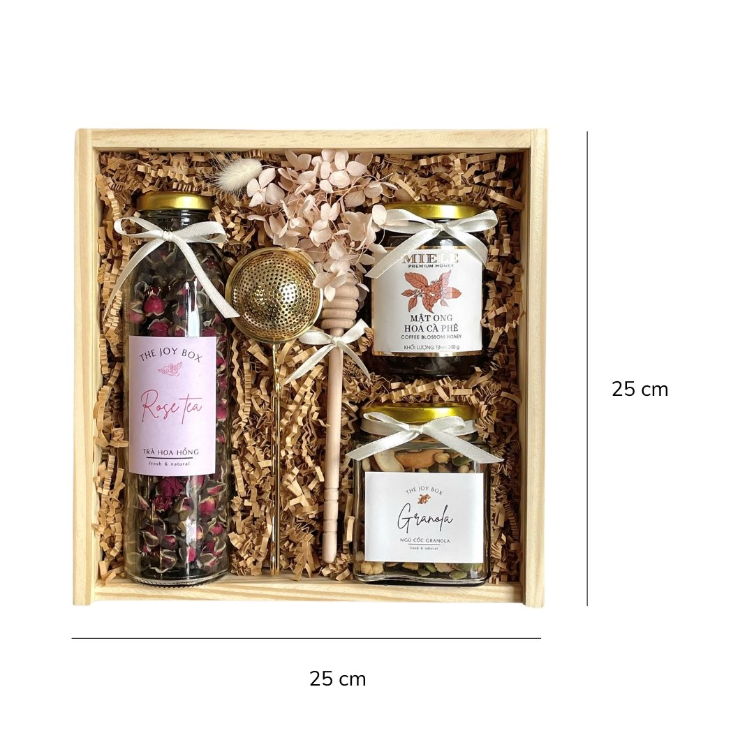 Joyful Season Gift Set, Pampering Gift, Soothing Vietnamese Herbal Tea, Pure Vietnamese Honey, Delectable Roasted Pistachios, Wooden Gift Box, Gift For Women - Image 9