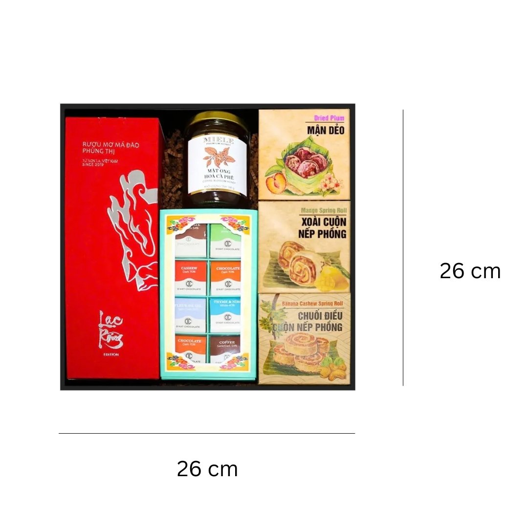 "The Festive Season" Gift Box, Vietnamese Delicacies, Phung Thi Apricot Craft Liqueur, Coffee Blossom Honey, Chocolate And Fruit, Luxurious Gift Set, Corporate Gift - Image 6