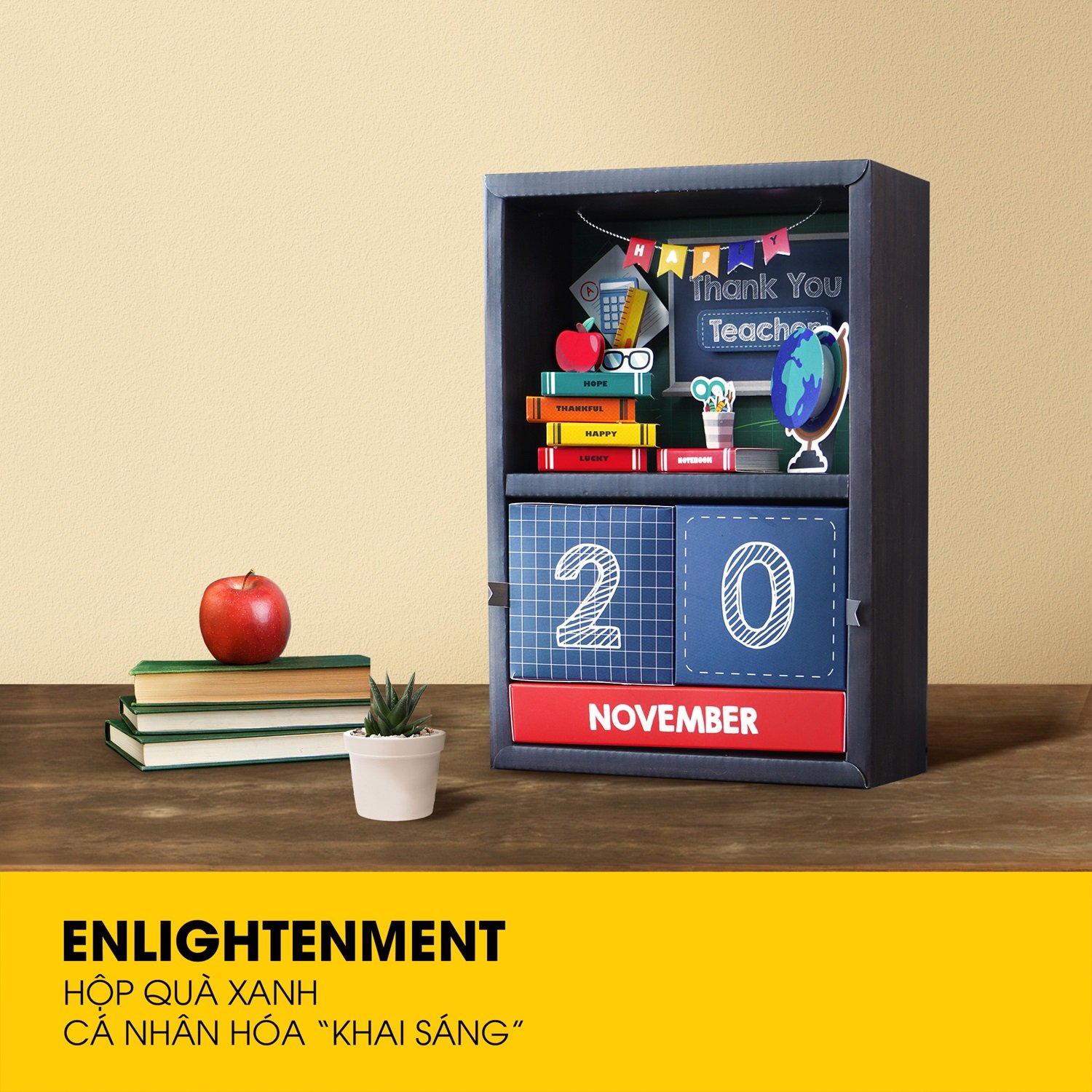 "Enlightenment" Personalized Gift Box, Custom Name & Corporate Logo Printing, Premium Sweets & Confectionery Gift Set, Desk Calendar, Gift For Teacher - Image 3