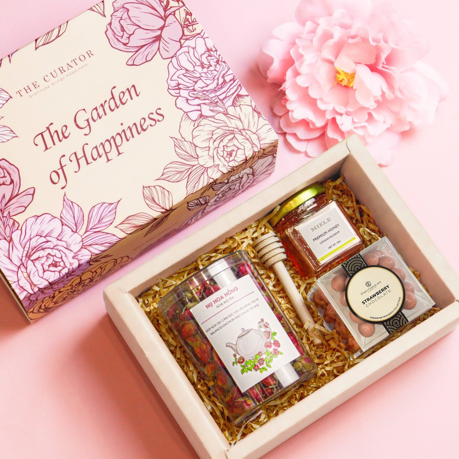 "Be You" Gift Box, Exquisite And Practical Valentine 8/3 Gift Set, Rose Bud Tea, Longan Honey, Chocolate Covered Strawberries, Luxurious Gift For Her - Image 2