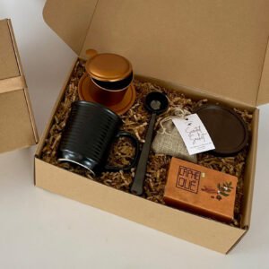 Alternative view of But First! Coffee Gift Box, Coffee Lover Gift Set, Coffee Accessories, Unique Coffee Gift, Ceramic Mug, Coffee-Scented Sachet, Coffee & Cinnamon Soap, Corporate Gift
