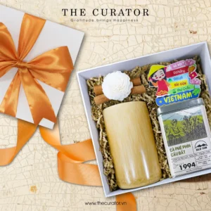 "Vietnam Corner - Coffee" Gift Box, Sharing Vietnamese Heritage, Cau Dat Coffee, Bamboo Cup, Decorative Magnet, Gift For Her, Vietnamese Gift, Corporate Gift