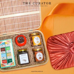Alternative view of "Flavors Of Vietnam" Gift Box, Authentic Vietnamese Product Set, Chocolate, Robusta Coffee, Nut Jam, Tea Jar, Woven Bamboo Gift Box, Vietnamese Gifts