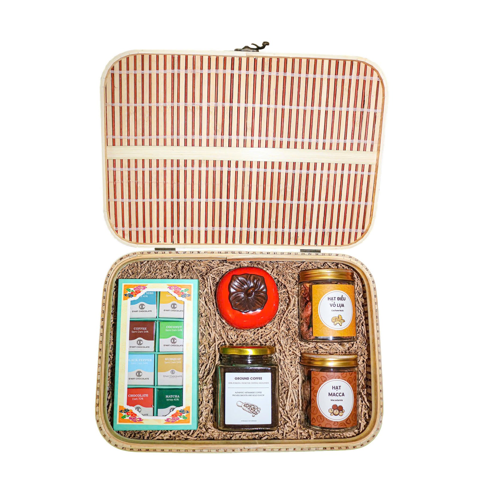 "Flavors Of Vietnam" Gift Box, Authentic Vietnamese Product Set, Chocolate, Robusta Coffee, Nut Jam, Tea Jar, Woven Bamboo Gift Box, Vietnamese Gifts - Image 3