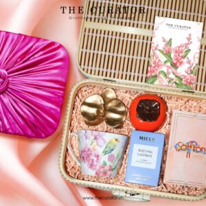 Alternative view of "Graceful Beauty" Gift Box, Vibrant Natural Beauty, Premium Tea Set with Porcelain Cup Including Saffron & Honey, Gift For Her, Premium Birthday Gift