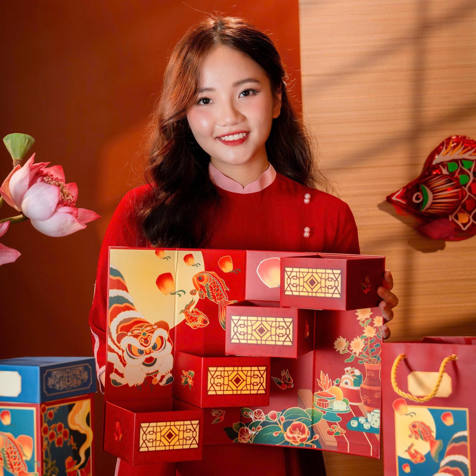 "Four Moon Scents" Mid-Autumn Gift Box, Radiant Colors Of Moon Festival, Moon Cake Gift Set, Exclusive Design, Moon Festival Gifts, Partner Gift